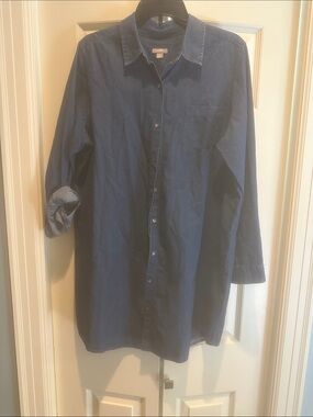 J. Jill Navy Blue Midi Shirt Dress